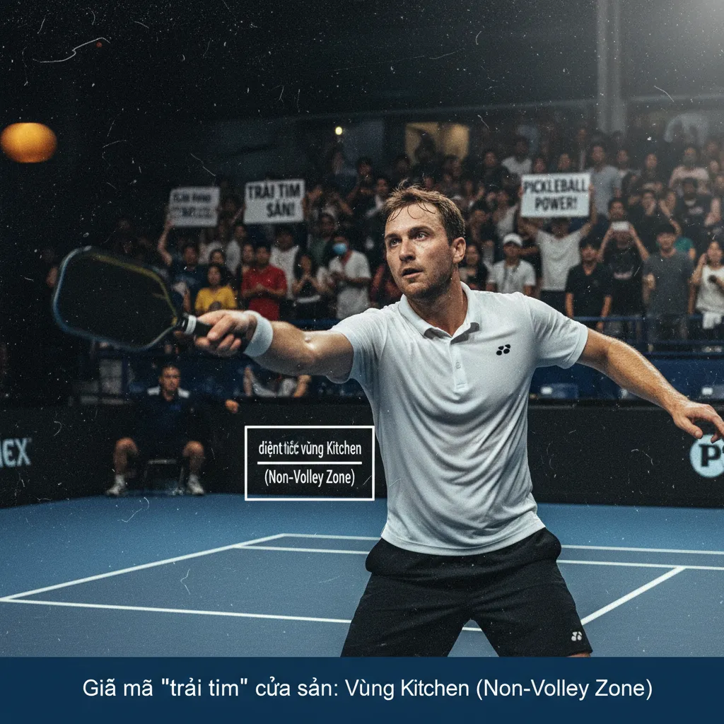 Chi tiết vùng Kitchen (Non-Volley Zone) trên sân Pickleball
